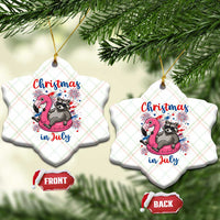 Funny Raccoon Christmas In July 4th of July Ceramic Ornament