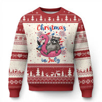 Funny Raccoon Christmas In July 4th of July Ugly Christmas Sweater