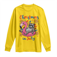 Funny Raccoon Christmas In July 4th of July Long Sleeve Shirt