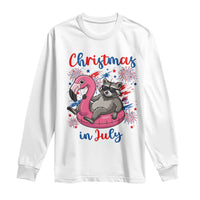 Funny Raccoon Christmas In July 4th of July Long Sleeve Shirt