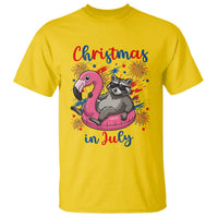 Funny Raccoon Christmas In July 4th of July T Shirt