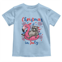 Funny Raccoon Christmas In July 4th of July Toddler T Shirt