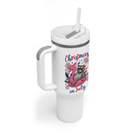 Funny Raccoon Christmas In July 4th of July Tumbler With Handle