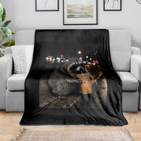 Jimothy Raccoon Seattle Drinking Iced Coffee Meme Throw Blanket Viral Trash Panda Seattle Animal Meme