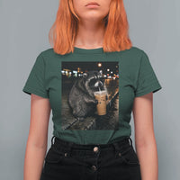Jimothy Raccoon Seattle Drinking Iced Coffee Meme T Shirt For Women Viral Trash Panda Seattle Animal Meme