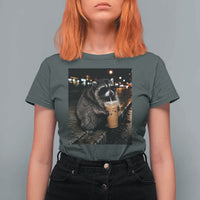 Jimothy Raccoon Seattle Drinking Iced Coffee Meme T Shirt For Women Viral Trash Panda Seattle Animal Meme