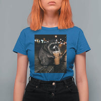 Jimothy Raccoon Seattle Drinking Iced Coffee Meme T Shirt For Women Viral Trash Panda Seattle Animal Meme