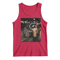 Jimothy Raccoon Seattle Drinking Iced Coffee Meme Tank Top Viral Trash Panda Seattle Animal Meme