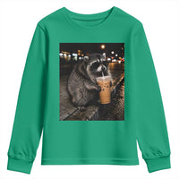 Jimothy Raccoon Seattle Drinking Iced Coffee Meme Youth Sweatshirt Viral Trash Panda Seattle Animal Meme