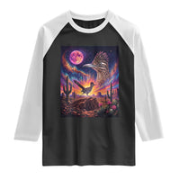 Arizona Roadrunner Vintage Desert Moon Retro Cactus Raglan Shirt 90s Southwest Wildlife Bird Animal Lover