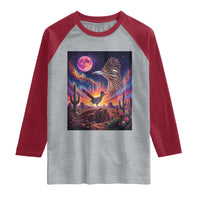 Arizona Roadrunner Vintage Desert Moon Retro Cactus Raglan Shirt 90s Southwest Wildlife Bird Animal Lover