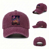 Arizona Roadrunner Vintage Desert Moon Retro Cactus Washed Cotton Baseball Cap 90s Southwest Wildlife Bird Animal Lover