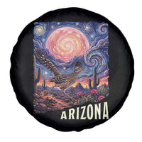 Arizona Roadrunner Vintage Desert Moon Retro Cactus Spare Tire Cover Southwest Wildlife Bird Starry Night Style