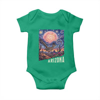 Arizona Roadrunner Vintage Desert Moon Retro Cactus Baby Onesie Southwest Wildlife Bird Starry Night Style