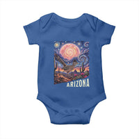 Arizona Roadrunner Vintage Desert Moon Retro Cactus Baby Onesie Southwest Wildlife Bird Starry Night Style