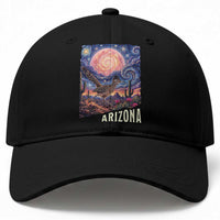 Arizona Roadrunner Vintage Desert Moon Retro Cactus Baseball Cap Southwest Wildlife Bird Starry Night Style