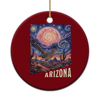 Arizona Roadrunner Vintage Desert Moon Retro Cactus Ceramic Ornament Southwest Wildlife Bird Starry Night Style