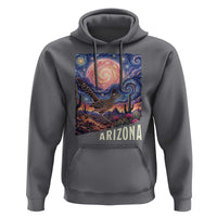 Arizona Roadrunner Vintage Desert Moon Retro Cactus Hoodie Southwest Wildlife Bird Starry Night Style
