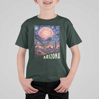 Arizona Roadrunner Vintage Desert Moon Retro Cactus T Shirt For Kid Southwest Wildlife Bird Starry Night Style