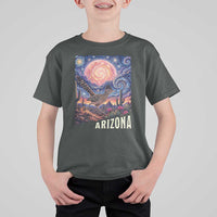 Arizona Roadrunner Vintage Desert Moon Retro Cactus T Shirt For Kid Southwest Wildlife Bird Starry Night Style
