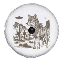 Vintage Coyote Cowboy UFO Spare Tire Cover Western Desert Southwest Coyote Alien