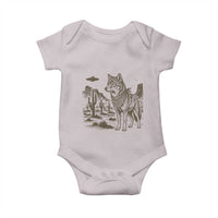 Vintage Coyote Cowboy UFO Baby Onesie Western Desert Southwest Coyote Alien