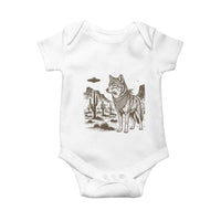 Vintage Coyote Cowboy UFO Baby Onesie Western Desert Southwest Coyote Alien