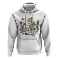 Vintage Coyote Cowboy UFO Hoodie Western Desert Southwest Coyote Alien