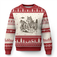 Vintage Coyote Cowboy UFO Ugly Christmas Sweater Western Desert Southwest Coyote Alien