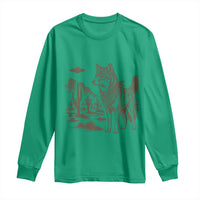 Vintage Coyote Cowboy UFO Long Sleeve Shirt Western Desert Southwest Coyote Alien
