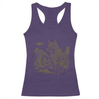 Vintage Coyote Cowboy UFO Racerback Tank Top Western Desert Southwest Coyote Alien