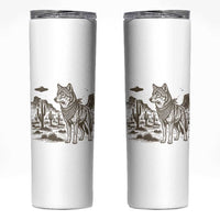 Vintage Coyote Cowboy UFO Skinny Tumbler Western Desert Southwest Coyote Alien