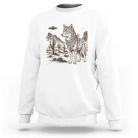 Vintage Coyote Cowboy UFO Sweatshirt Western Desert Southwest Coyote Alien