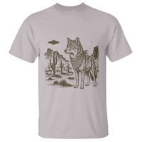 Vintage Coyote Cowboy UFO T Shirt Western Desert Southwest Coyote Alien