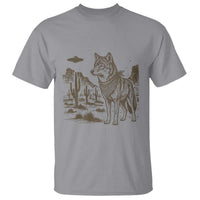 Vintage Coyote Cowboy UFO T Shirt Western Desert Southwest Coyote Alien