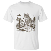 Vintage Coyote Cowboy UFO T Shirt Western Desert Southwest Coyote Alien