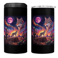 Arizona Coyote Vintage Desert Moon Retro Cactus 4 in 1 Can Cooler Tumbler Southwest Wildlife Western Adventure Graphic
