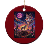 Arizona Coyote Vintage Desert Moon Retro Cactus Ceramic Ornament Southwest Wildlife Western Adventure Graphic