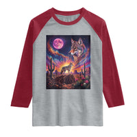 Arizona Coyote Vintage Desert Moon Retro Cactus Raglan Shirt Southwest Wildlife Western Adventure Graphic