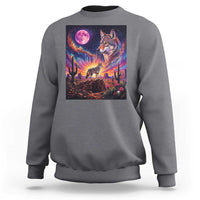 Arizona Coyote Vintage Desert Moon Retro Cactus Sweatshirt Southwest Wildlife Western Adventure Graphic