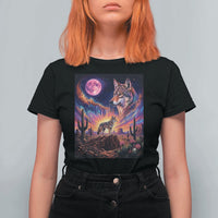 Arizona Coyote Vintage Desert Moon Retro Cactus T Shirt For Women Southwest Wildlife Western Adventure Graphic