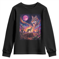 Arizona Coyote Vintage Desert Moon Retro Cactus Youth Sweatshirt Southwest Wildlife Western Adventure Graphic