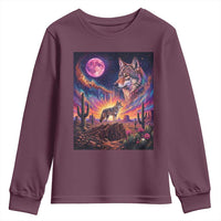 Arizona Coyote Vintage Desert Moon Retro Cactus Youth Sweatshirt Southwest Wildlife Western Adventure Graphic