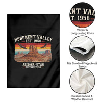 Retro Monument Valley Arizona Utah Sunset Established 1958 Garden Flag Southwest Desert Eagle Road Trip Nature Souvenir