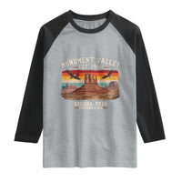 Retro Monument Valley Arizona Utah Sunset Established 1958 Raglan Shirt Southwest Desert Eagle Road Trip Nature Souvenir