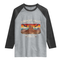 Retro Monument Valley Arizona Utah Sunset Established 1958 Raglan Shirt Southwest Desert Eagle Road Trip Nature Souvenir
