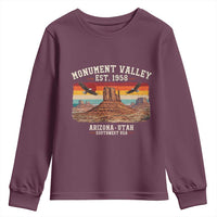 Retro Monument Valley Arizona Utah Sunset Established 1958 Youth Sweatshirt Southwest Desert Eagle Road Trip Nature Souvenir