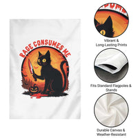Funny Black Cat Halloween Funny Black Cat Murderous Cat With Knife Garden Flag Rage Is Consuming Me - Wonder Print Shop