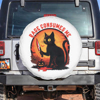 Funny Black Cat Halloween Funny Black Cat Murderous Cat With Knife Spare Tire Cover Rage Is Consuming Me - Wonder Print Shop