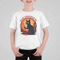 Funny Black Cat Halloween Funny Black Cat Murderous Cat With Knife T Shirt For Kid Rage Is Consuming Me - Wonder Print Shop